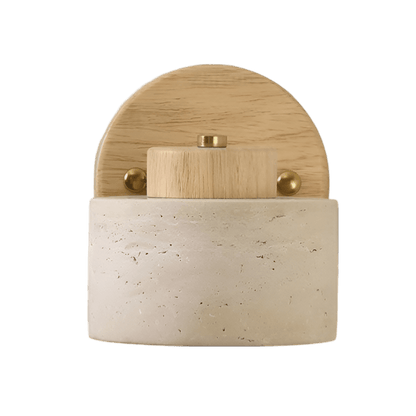 LED Wall Sconce - Minimalist Cylinder Design in Travertine and Wood6