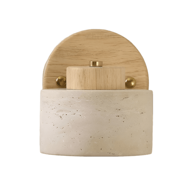 LED Wall Sconce - Minimalist Cylinder Design in Travertine and Wood6