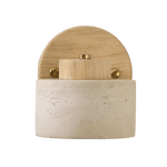 LED Wall Sconce - Minimalist Cylinder Design in Travertine and Wood