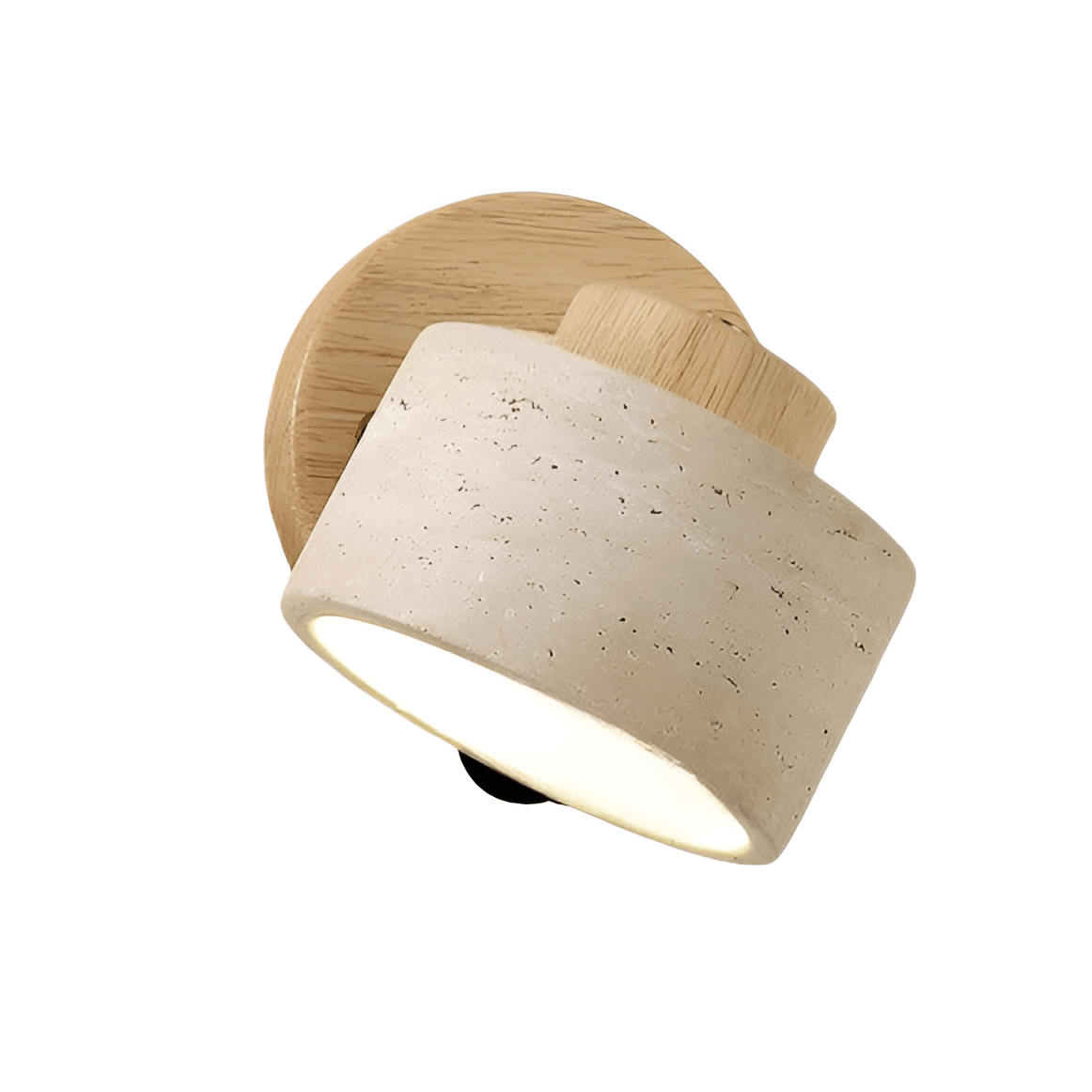 LED Wall Sconce - Minimalist Cylinder Design in Travertine and Wood