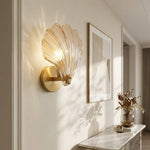 LED Wall Sconce with Brass and Glass Seashell Design, 1-Light