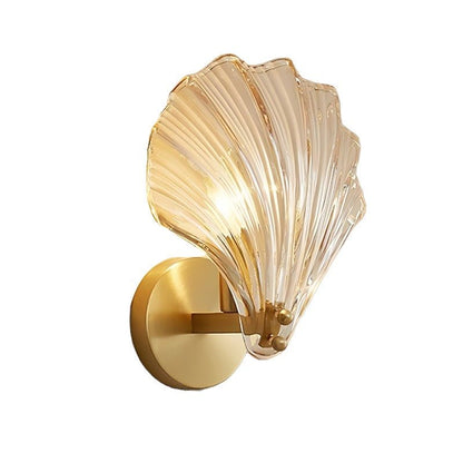 LED Wall Sconce with Brass and Glass Seashell Design, 1-Light1