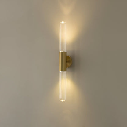 LED Wall Sconce with Water-Ripple Glass and Brass Finish, 1-Light9