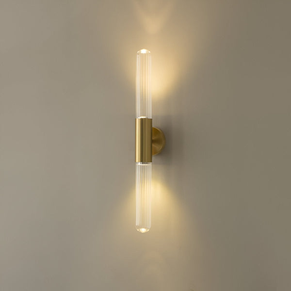 LED Wall Sconce with Water-Ripple Glass and Brass Finish, 1-Light9