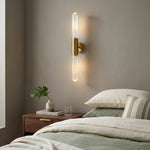 LED Wall Sconce with Water-Ripple Glass and Brass Finish, 1-Light
