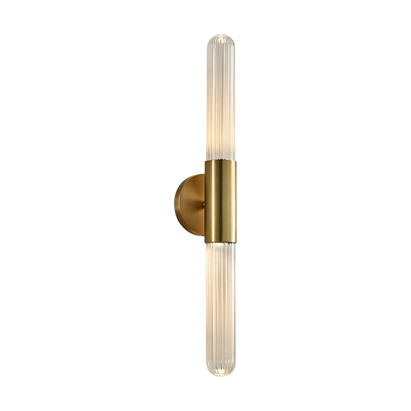 LED Wall Sconce with Water-Ripple Glass and Brass Finish, 1-Light5