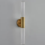 LED Wall Sconce with Water-Ripple Glass and Brass Finish, 1-Light