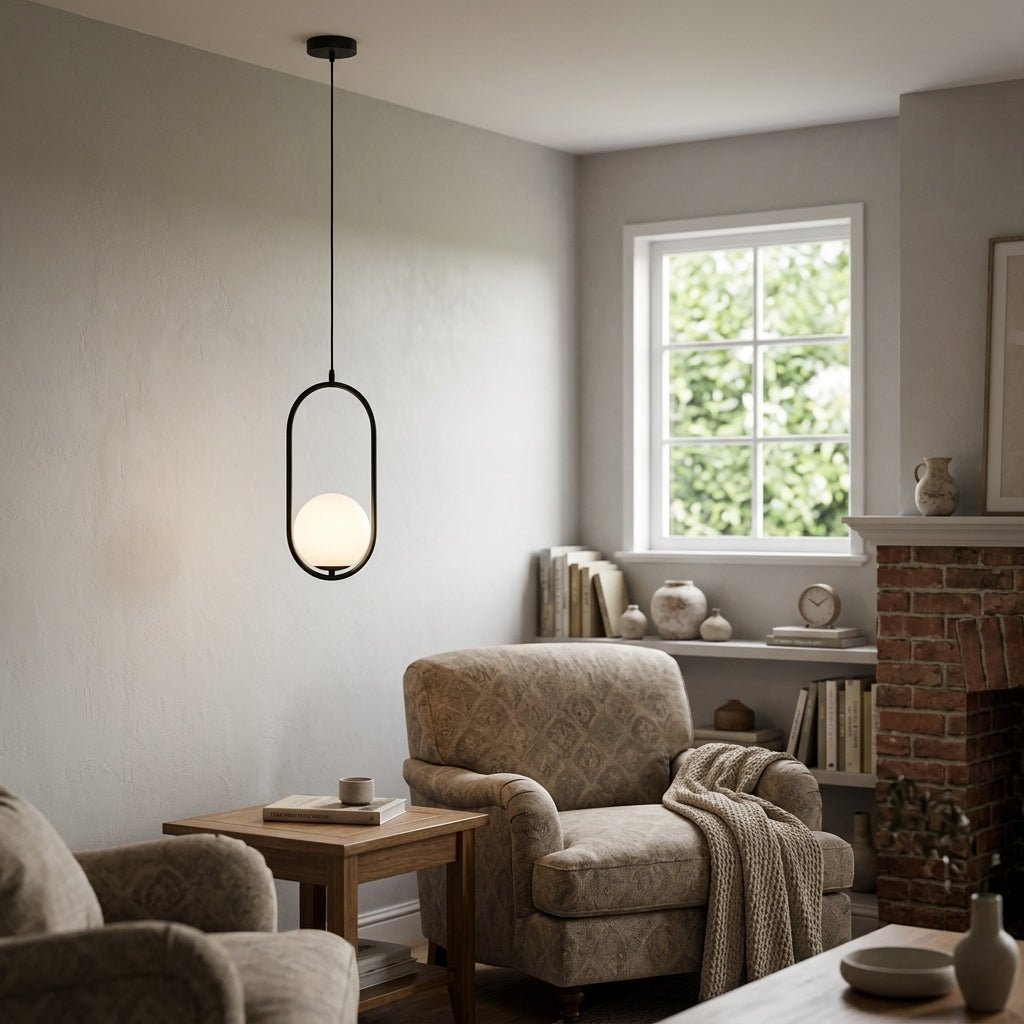 Large Globe Pendant Light in Gold Finish - Modern Design