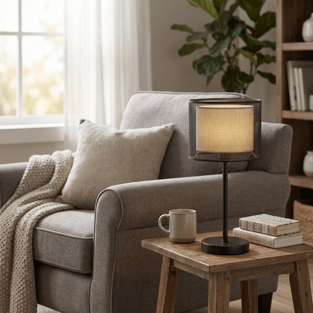 Mesh Table Lamp with LED Light, Modern Design, 15 inches Tall