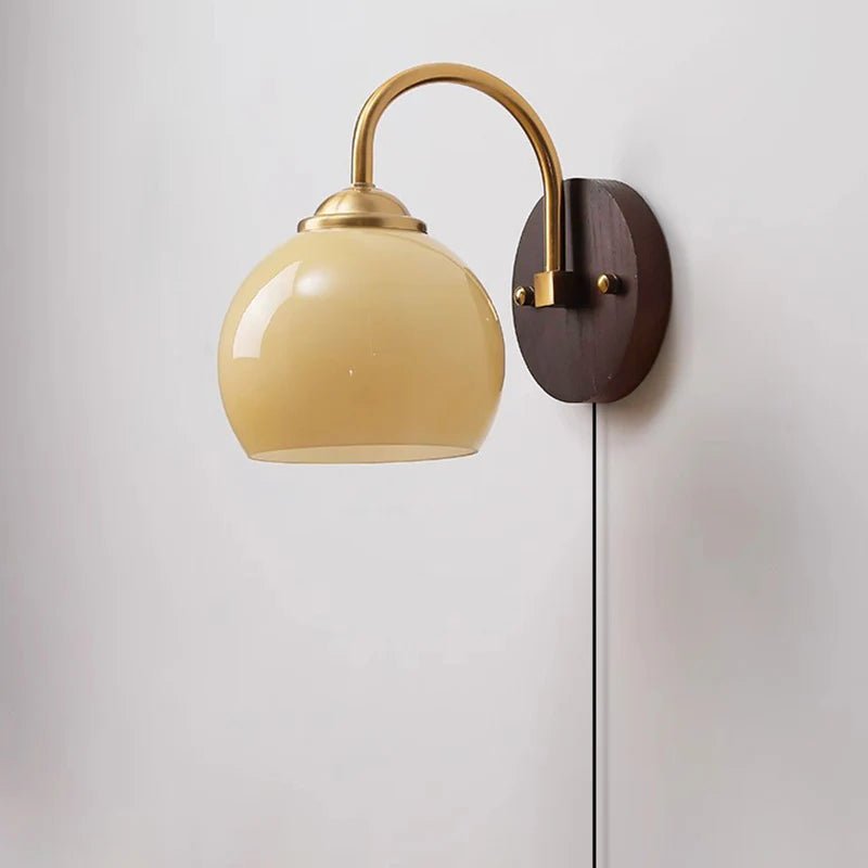 Mid-Century Glass Globe Wall Sconce Light Fixture, 1-Bulb Design