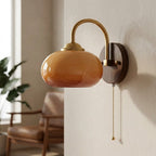 Mid-Century Glass Globe Wall Sconce Light Fixture, 1-Bulb Design