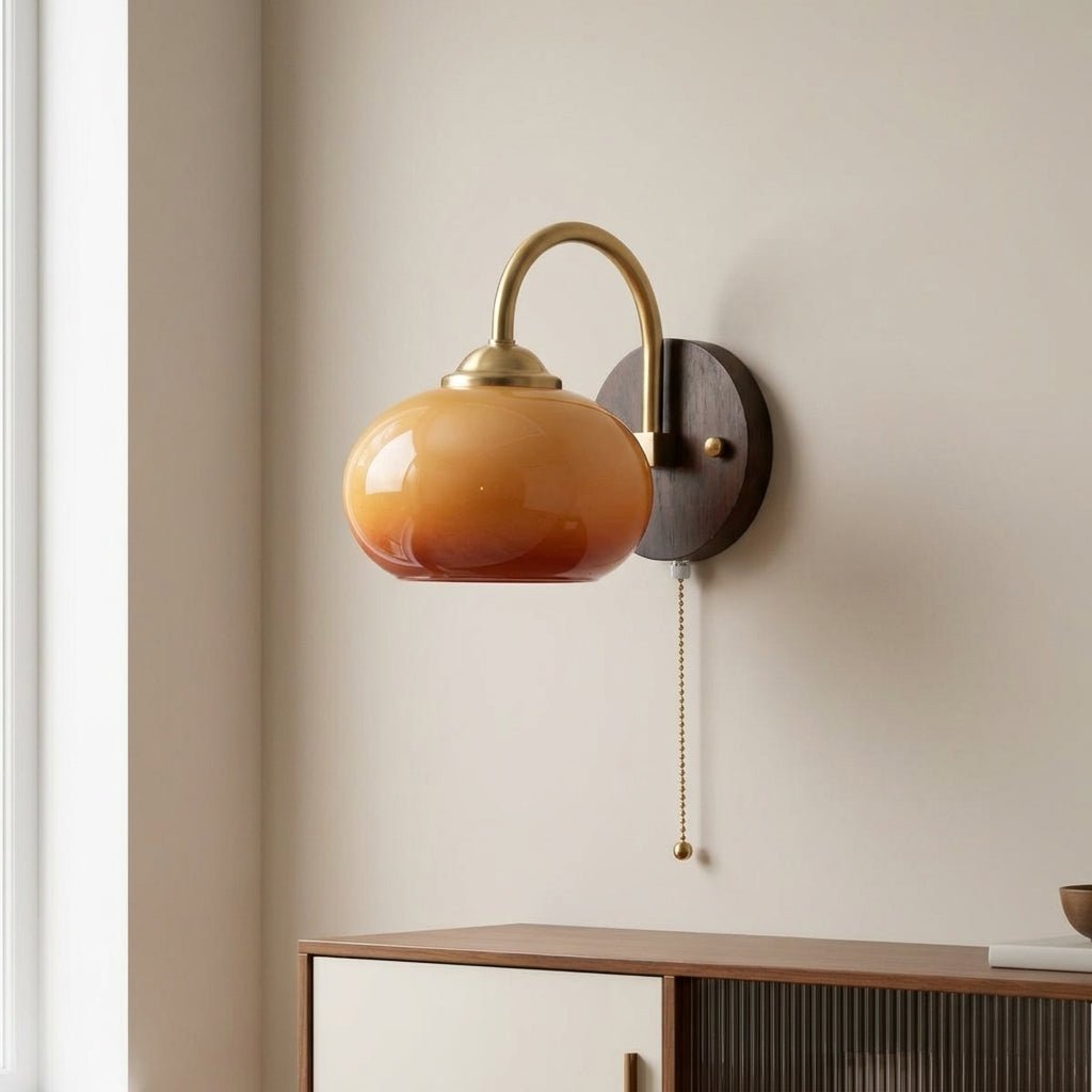Mid-Century Glass Globe Wall Sconce Light Fixture, 1-Bulb Design