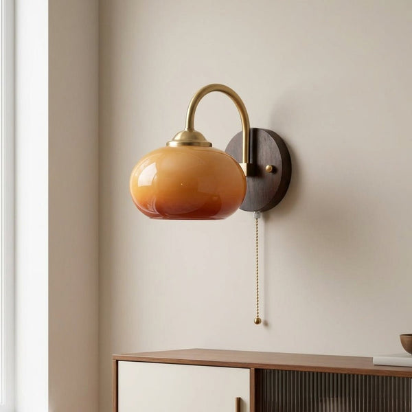 Mid-Century Glass Globe Wall Sconce Light Fixture, 1-Bulb Design3