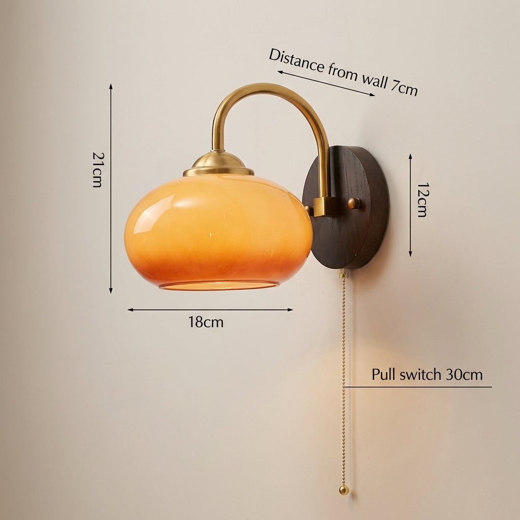 Mid-Century Glass Globe Wall Sconce Light Fixture, 1-Bulb Design