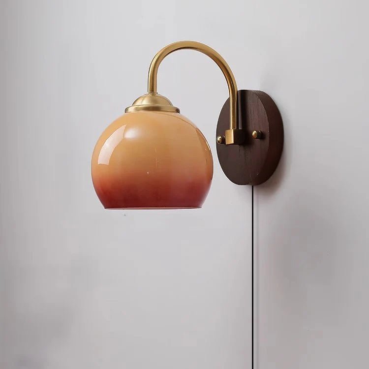 Mid-Century Glass Globe Wall Sconce Light Fixture, 1-Bulb Design