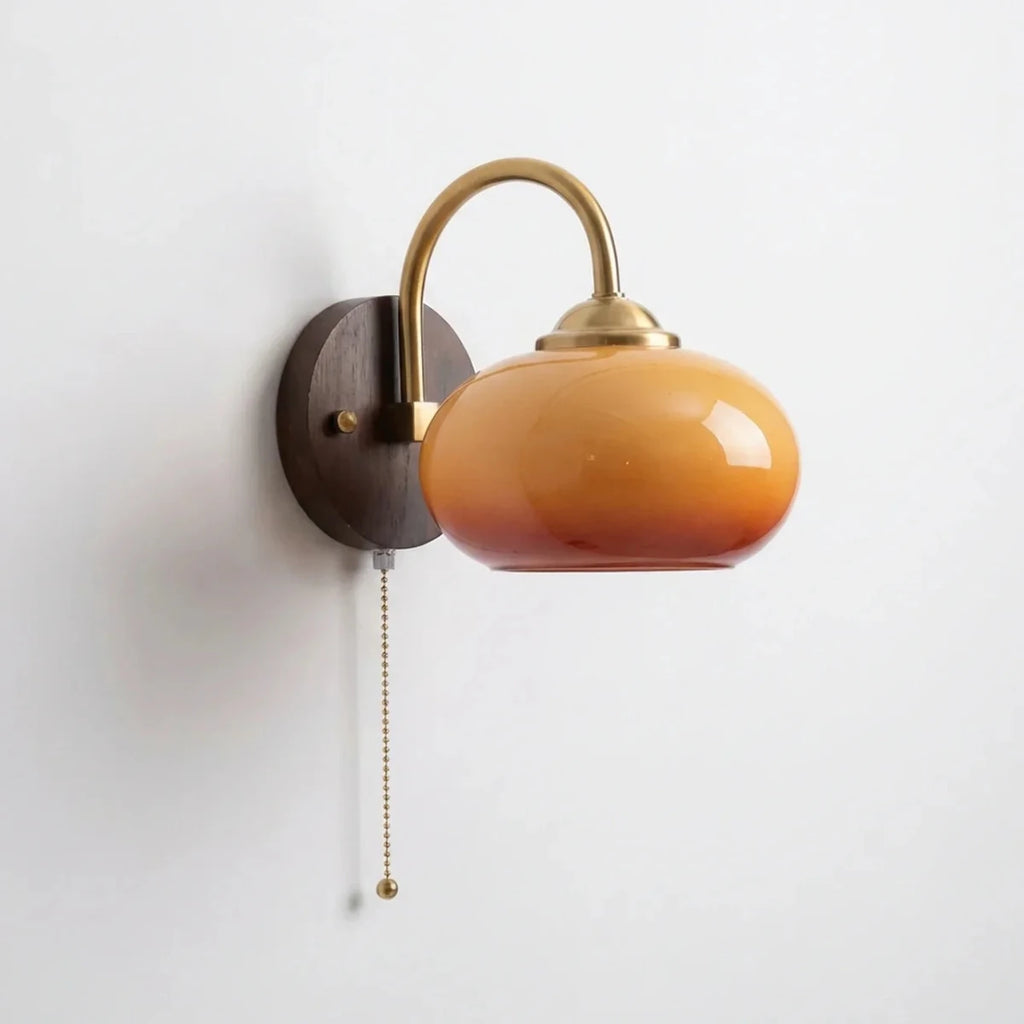 Mid-Century Glass Globe Wall Sconce Light Fixture, 1-Bulb Design
