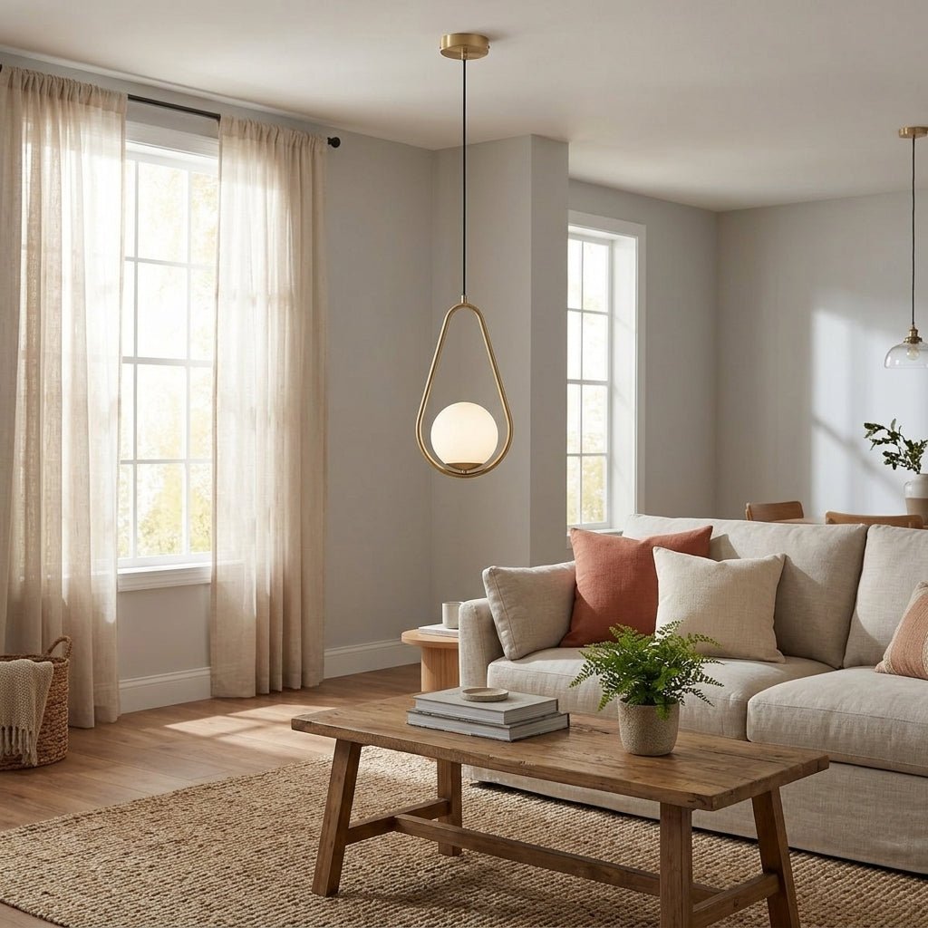 Minimalist Gold Pendant Light - Modern Design, 12 inches