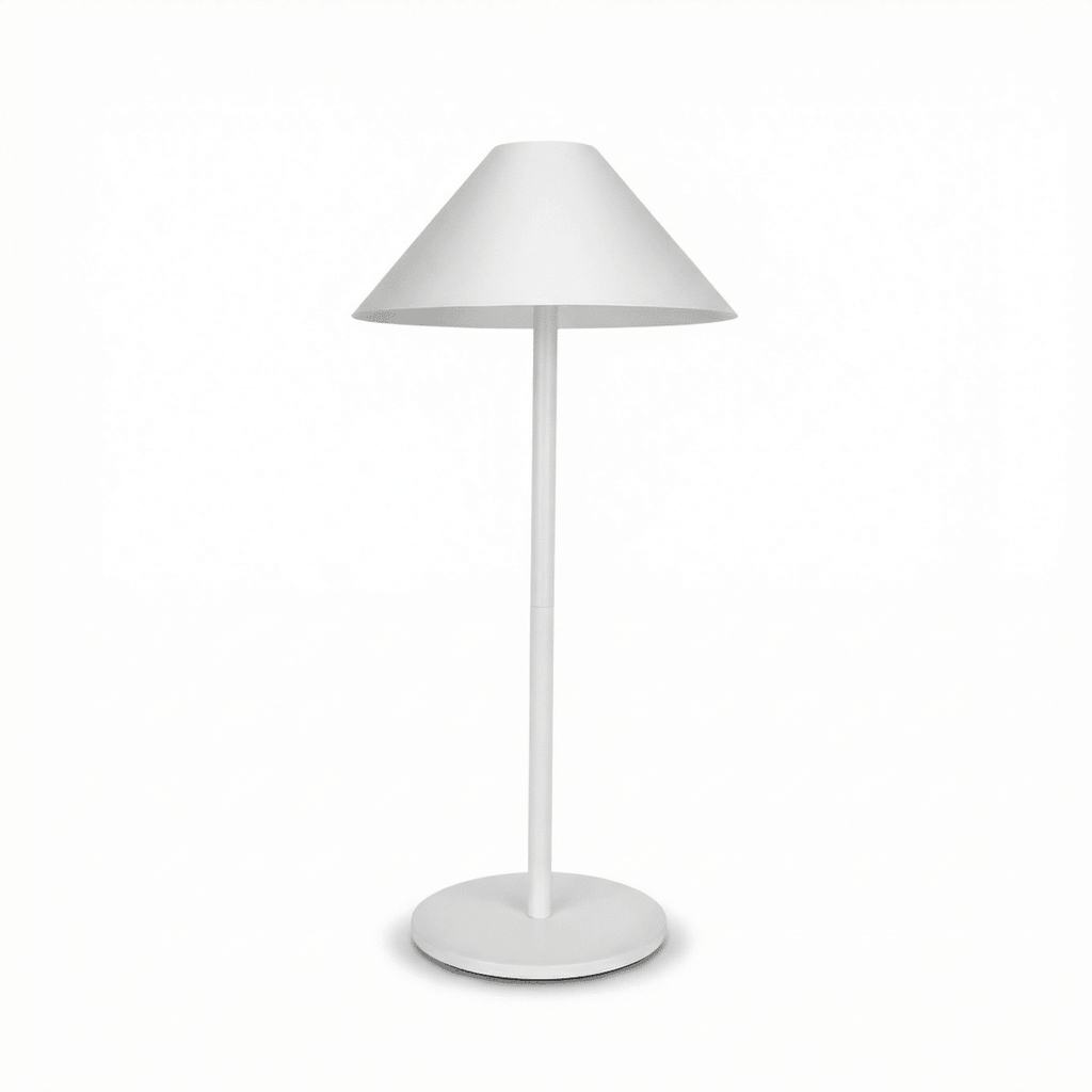 Minimalist LED Table Lamp - Metal Base, 15 inches Tall, Warm Light