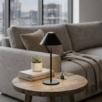 Minimalist LED Table Lamp - Metal Base, 15 inches Tall, Warm Light