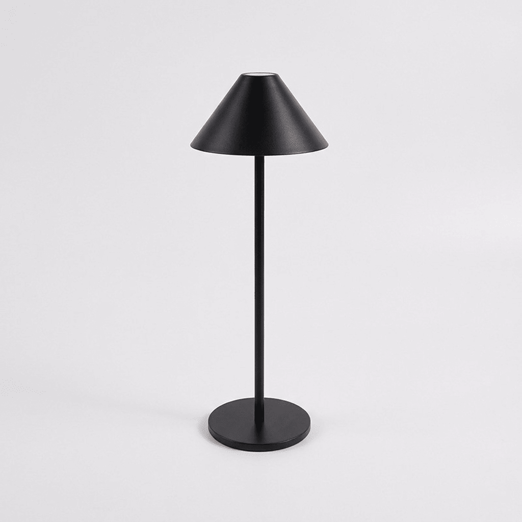 Minimalist LED Table Lamp - Metal Base, 15 inches Tall, Warm Light