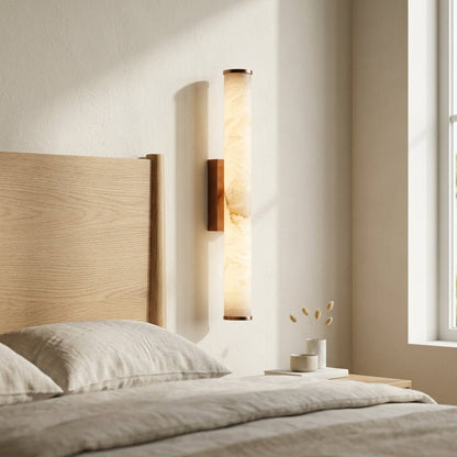 Minimalist LED Wall Sconce with Marble-Effect Resin and Copper-Toned Accent3