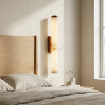 Minimalist LED Wall Sconce with Marble-Effect Resin and Copper-Toned Accent
