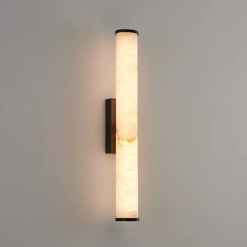 Minimalist LED Wall Sconce with Marble-Effect Resin and Copper-Toned Accent
