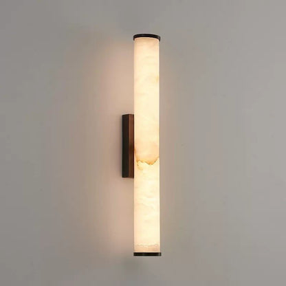 Minimalist LED Wall Sconce with Marble-Effect Resin and Copper-Toned Accent5