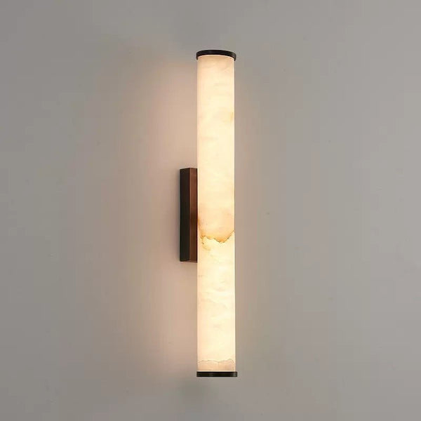 Minimalist LED Wall Sconce with Marble-Effect Resin and Copper-Toned Accent5