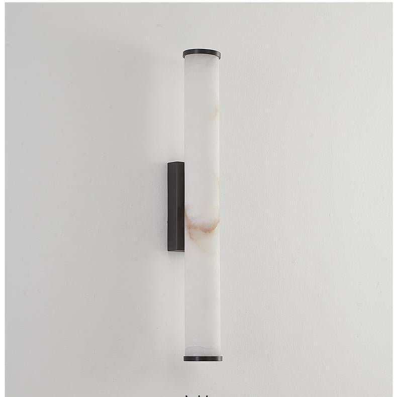 Minimalist LED Wall Sconce with Marble-Effect Resin and Copper-Toned Accent
