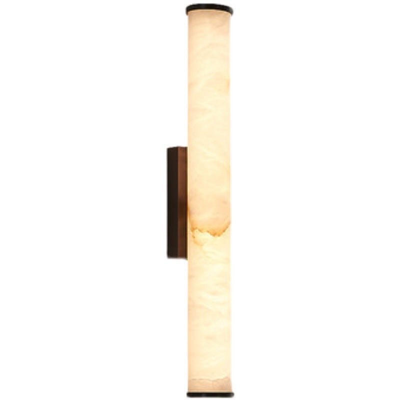 Minimalist LED Wall Sconce with Marble-Effect Resin and Copper-Toned Accent