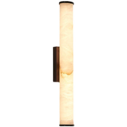 Minimalist LED Wall Sconce with Marble-Effect Resin and Copper-Toned Accent1
