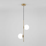 Modern Dual Globe Pendant Light Fixture - Metal and Glass, 12 inches