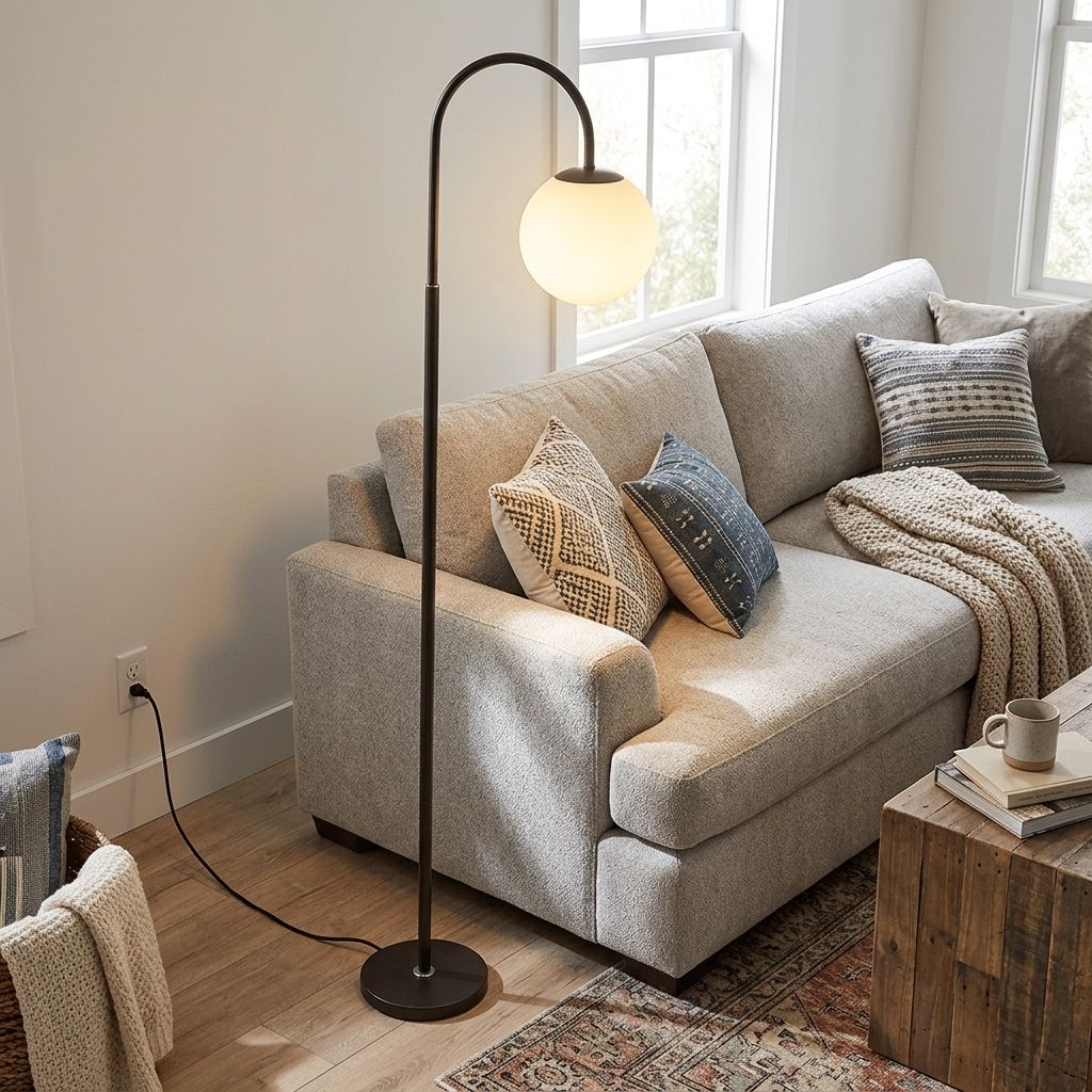 Modern Globe Floor Lamp with Wooden Stand - 60 inches Tall