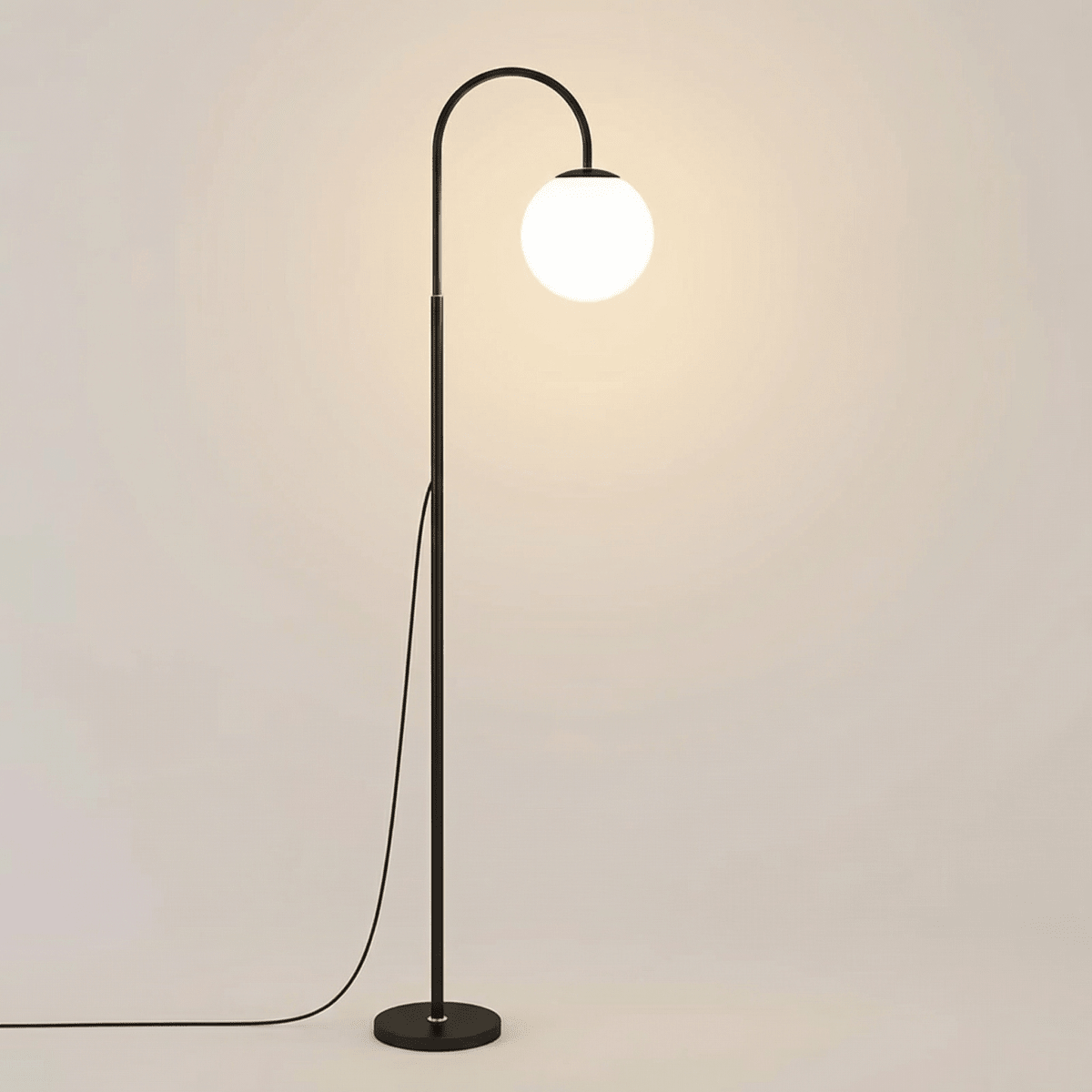 Modern Globe Floor Lamp with Wooden Stand - 60 inches Tall