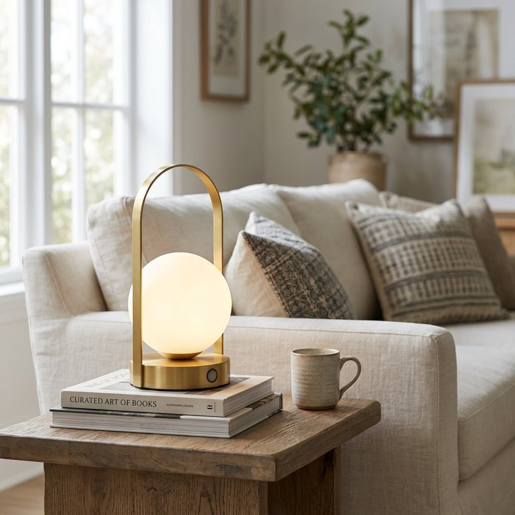 Modern LED Table Lamp with Globe Shade - 15-inch Height