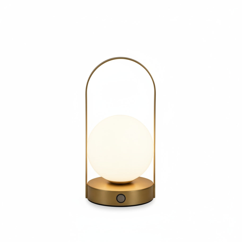 Modern LED Table Lamp with Globe Shade - 15-inch Height