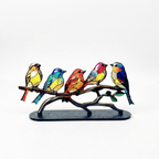 Multi-Bird Acrylic Ornament on Branch – Decorative Home Accent