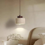 Natural Stone Pendant Light with Wood Detail