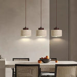 Natural Stone Pendant Light with Wood Detail