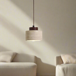Natural Stone Pendant Light with Wood Detail
