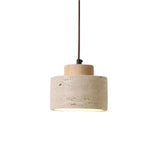 Natural Stone Pendant Light with Wood Detail