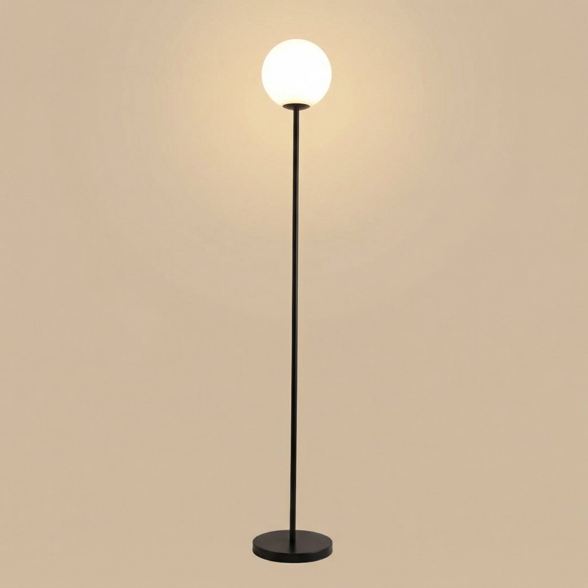 Nordic Style Globe Floor Lamp in Metal and Glass, 60 inches Tall