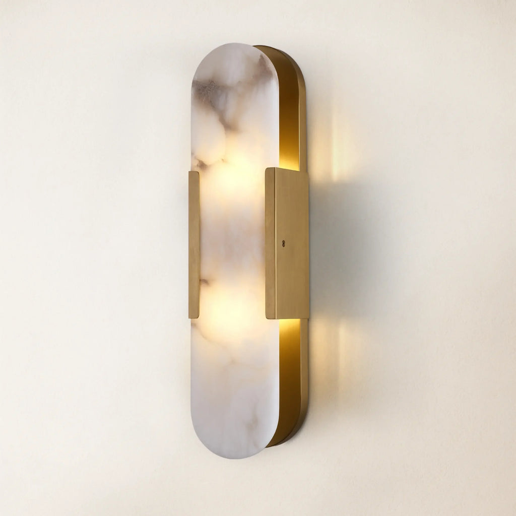 20" Height Alabaster Oval Wall Sconce