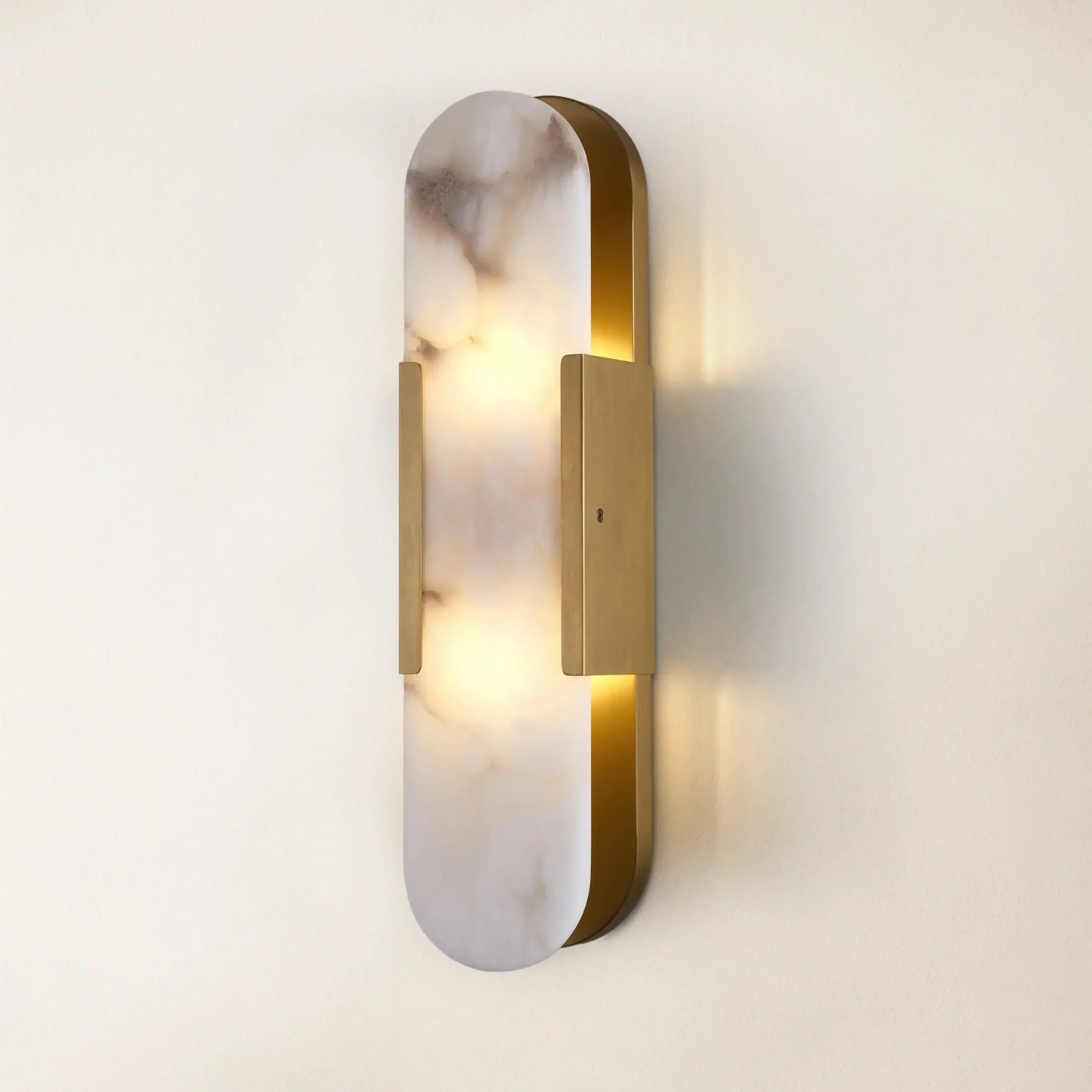 20" Height Alabaster Oval Wall Sconce