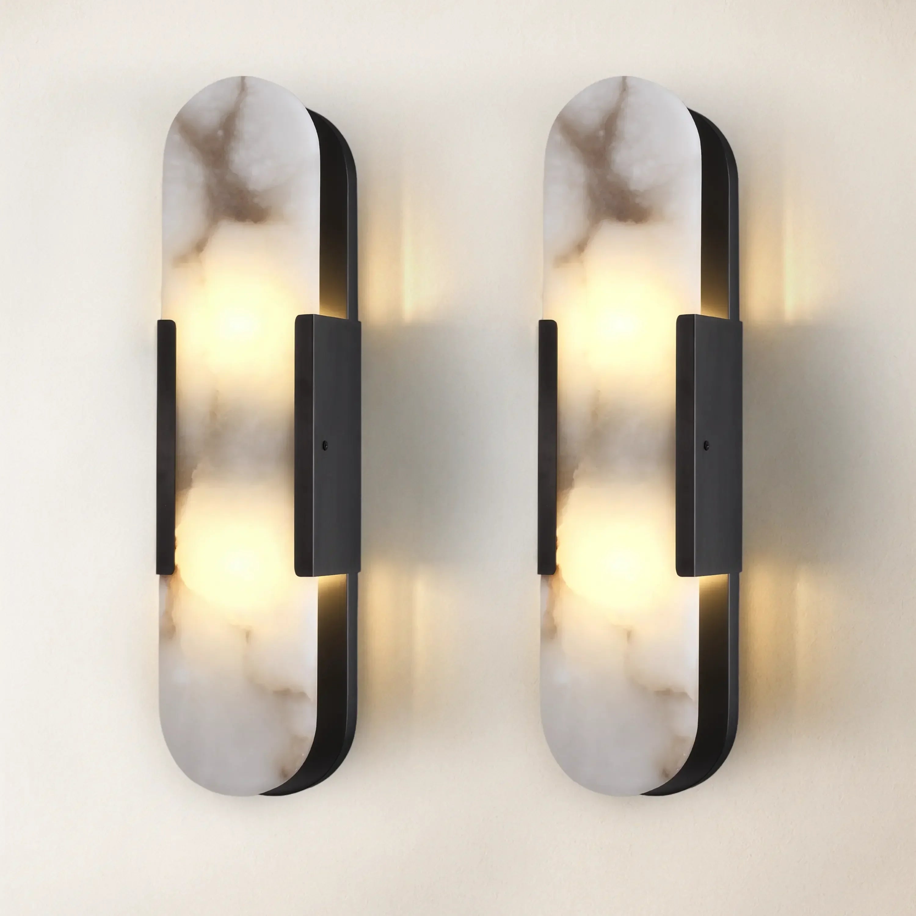 20" Height Alabaster Oval Wall Sconce