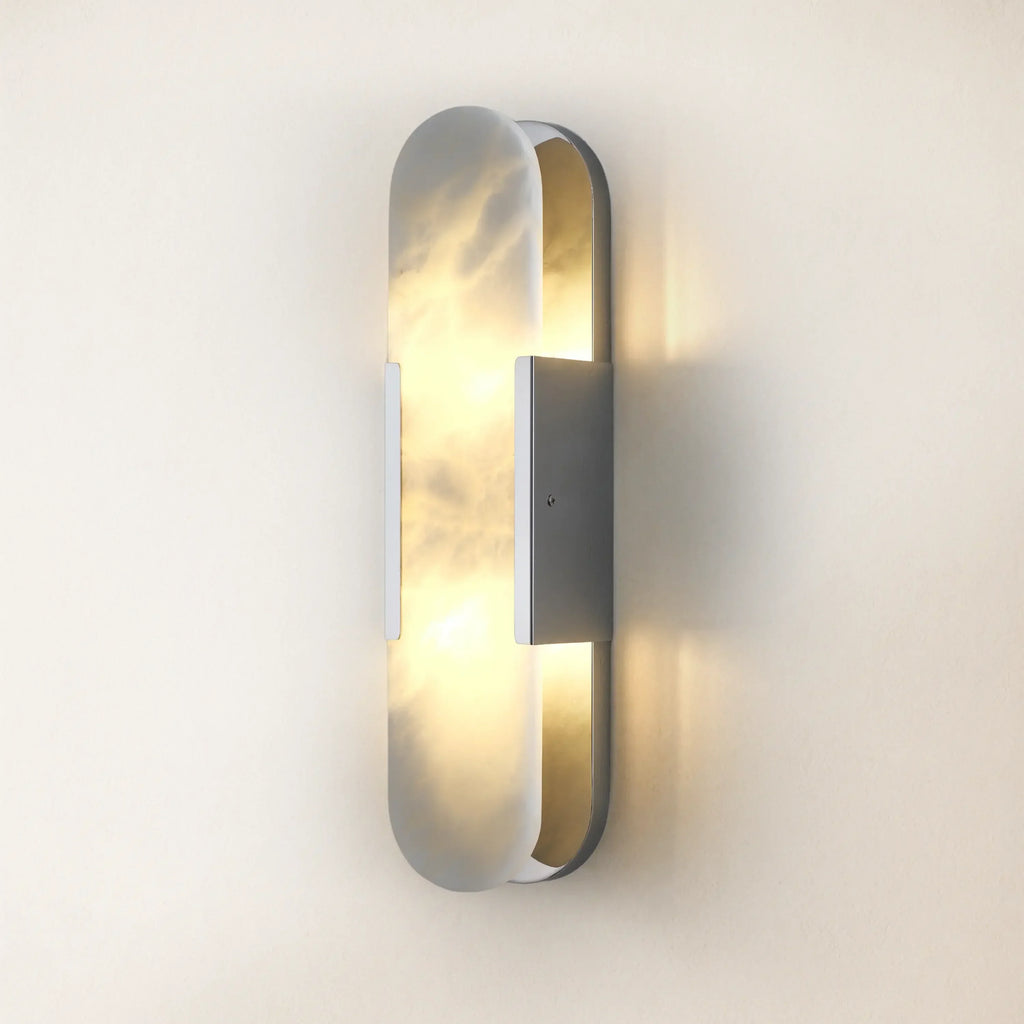 20" Height Alabaster Oval Wall Sconce
