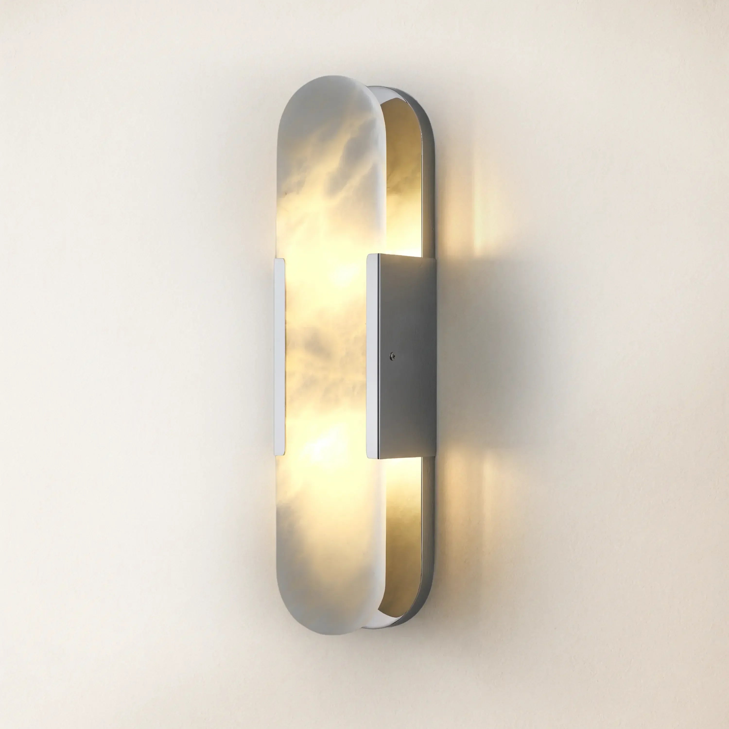 20" Height Alabaster Oval Wall Sconce