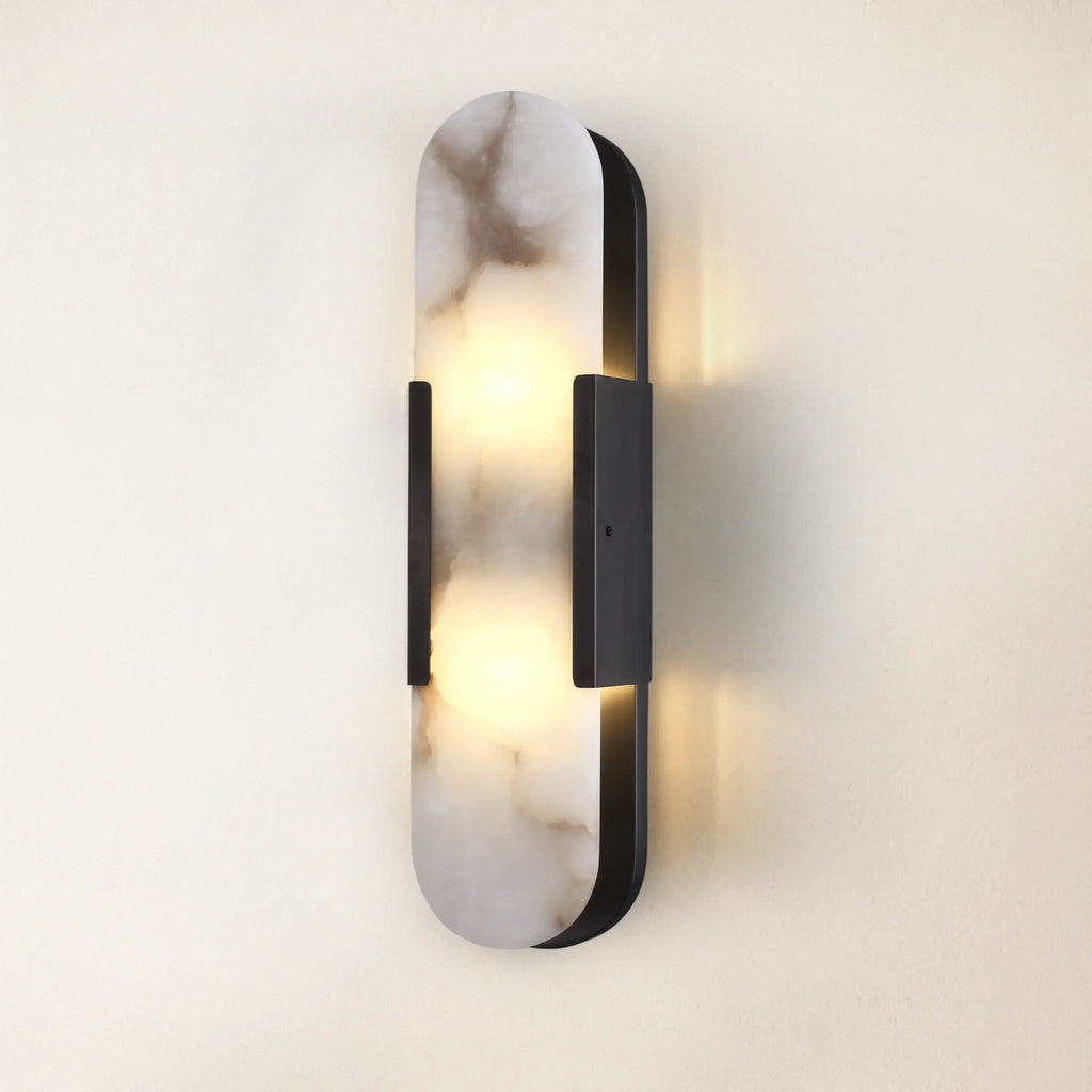 20" Height Alabaster Oval Wall Sconce