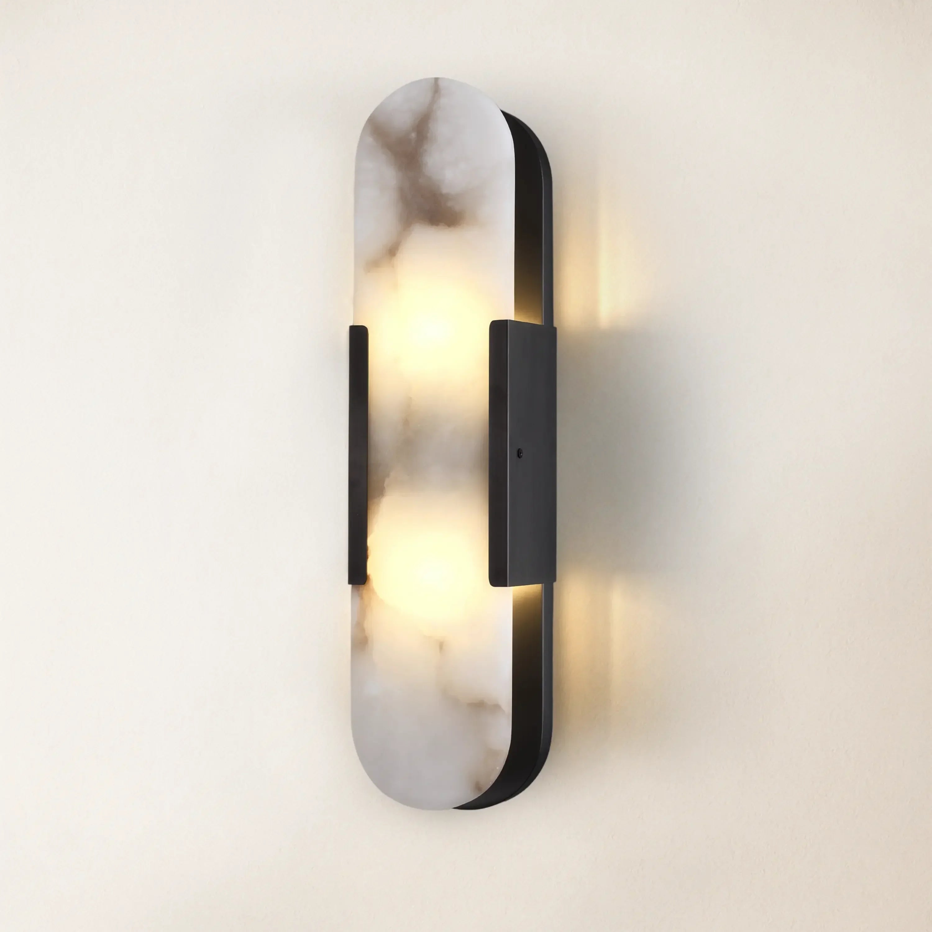 20" Height Alabaster Oval Wall Sconce